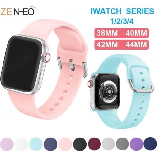 Silicone watch Band for Apple Watch Series 1 2 3 4 38MM 42MM Watchband Strap for iWatch Series 4 40MM 44MM bracelet Wristband