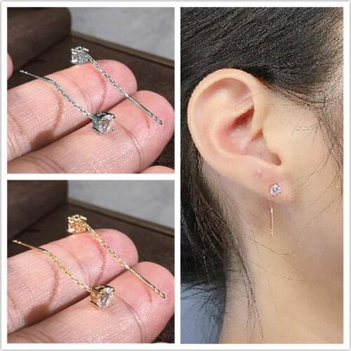 Huitan Modern Womens Earrings 2021 Unique Chain Design Fashion Versatile Female Accessories Low-key CZ Fancy Gift Girls Jewelry