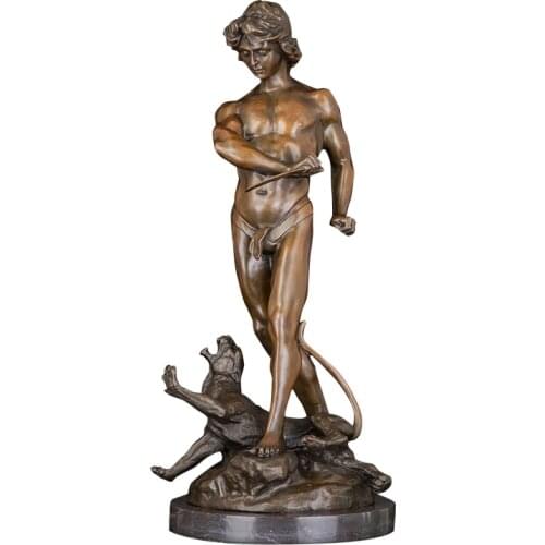 ArtsHom DS-503 Large Male Hunters Statue Bronze Antique Artwork Man Sculpture Figurine Collectibles Business Gift