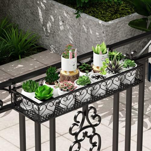 Balcony Rail Plant Rack Fence Railing Flower Holder Stand Storage Rack Flower Pot Storage Rack Iron Hanging Basket Organizer
