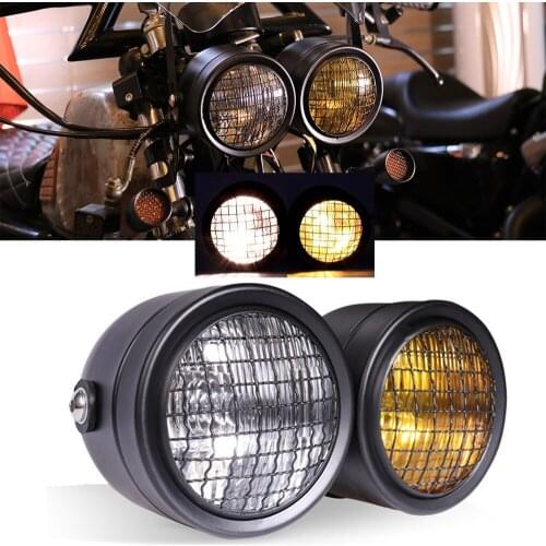 Univesal Motorcycle Twins Dual Headlight Double Front Headlamp Bracket For Harley Cafe Racer Honda Yamaha Dual Sport Dirt Bikes