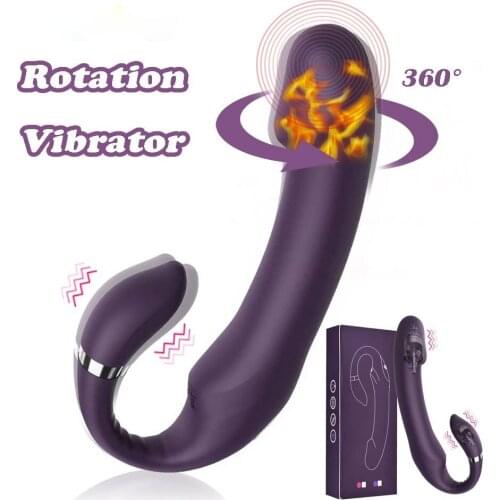 Strapon Dildo Vibrator for Women Double Penetration Vibrator Strapless Strapon for Lesbian Rotation Vibrator Sex Toys for Couple