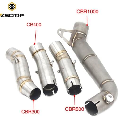 ZSDTRP Motorcycle 61mm Exhaust Middle Pipe for HONDA CBR1000RR 2008-2016 Slip-On CBR300 CB400 CBR500 Exhaust Muffler Pipe
