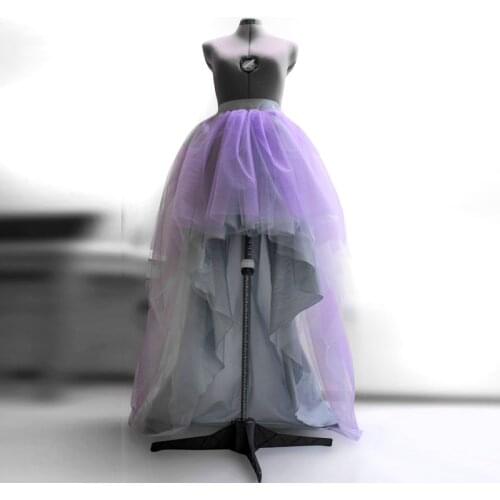 2018 New High low Tulle Skirt for Women 5 Layers Invisible Zipper Asymmetrical Lilac Tutu Skirt Personalized Prom Party Skirt