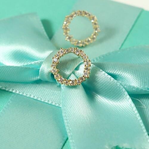 Round Circle Shape Stud Earrings Real 100% 925 Sterling Silver Fashion Women Earring Jewelry Wholesale