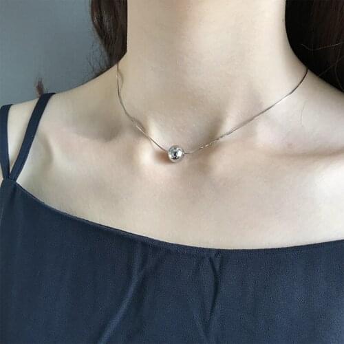 Silvology 925 Sterling Silver 10MM Round Ball Pendant Necklace Snake Chain Elegant Minimalist Necklace for Women Jewelry Girls