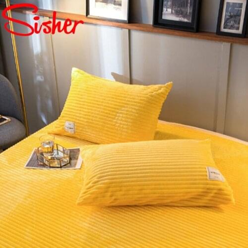 Winter Warm 48 x 74 Pillowcase Flannel Coral Velvet Pillow Cover Soild Cover Yellow Pillow Case Soft Modern Brief Pillowcover