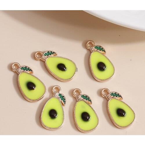 10pcs 8*16mm Cartoon Enamel Avocado Charms for Jewelry Making DIY Cute Girl Charms Pendants Necklaces Earrings Handmade Findings
