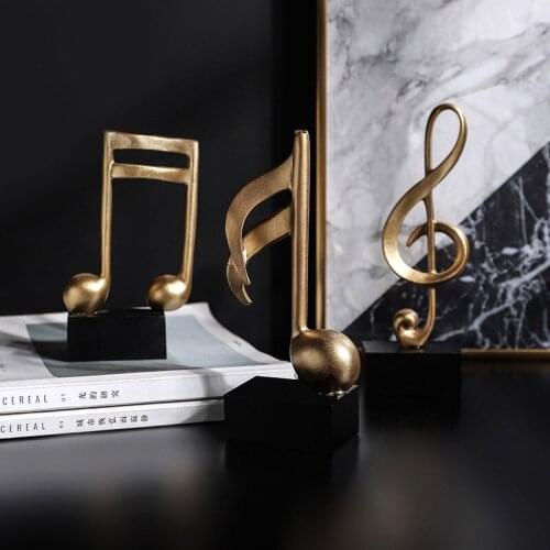 3 Types Art Statuette Golden Musical Note Handicraft Home Decor Figurine Decorative Living Room Wine Cabinet Desk Ornaments