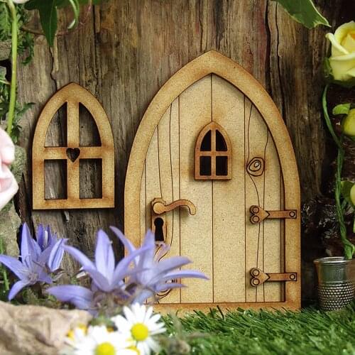 3D Wooden Fairy Garden Door Hand Made DIY Door Decoration Miniature Fairy Garden Signs Doll House Door Craft House Door 2021
