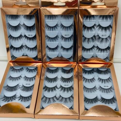 5 pairs of natural thick mink eyelashes 3D eyelashes handmade slim and fluffy long eyelashes extension eye makeup tool