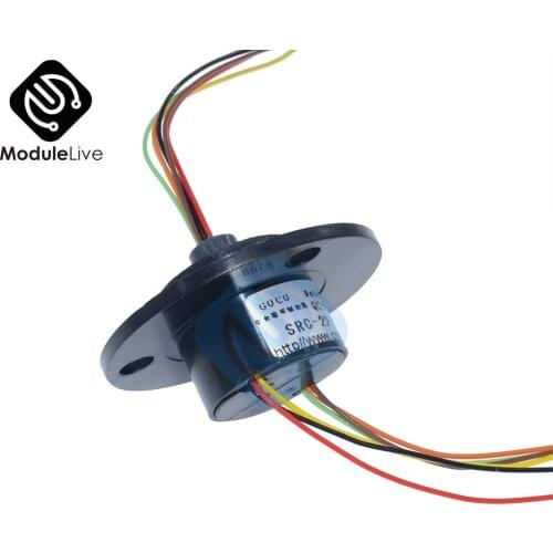 220VAC 250 Rpm Monitor 6 Channel 6 Wires Capsule Slip Ring 2A Slip Ring 22mm Mini Rotary Conductive Joint Connectors for Robot