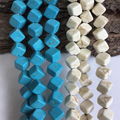 6mm Diagonal Square Shape Turquoises Stone Bead Howlite Loose Bulk Spacer Beads for DIY Jewelry Necklace Bracelet Earrings Craft