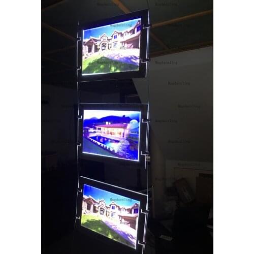 9PCS Single Sided Magnetic Slim Acrylic Poster Frame A4 Led Window Display Light Pocket Panels for Real Estate Agent