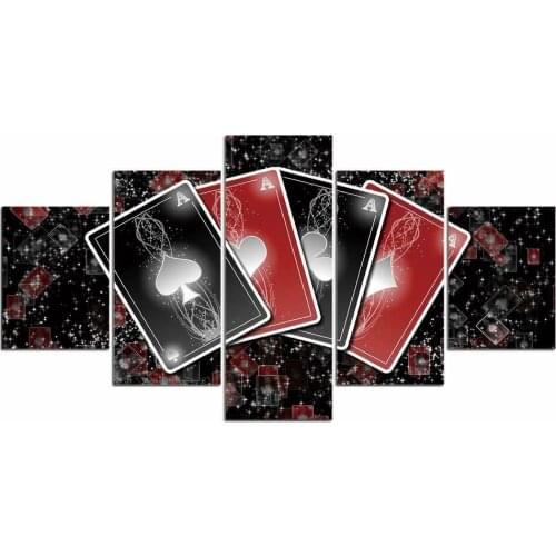 5 Pcs Black Red Poker Abstract Painting Canvas Pictures Print Wall Art Canvas Paintings Wall Decorations for Living Room Unframe