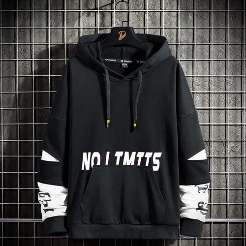 Oversizes Printed Men Hoodie 2021 New Korean Fashion Stitching Hip Hop Pullover Streetwear Oversized Hoodie Men