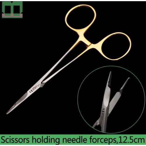 Needle holder 12.5cm empiecement scissors holding needle forceps aureate handle surgical operating instrument needle forceps