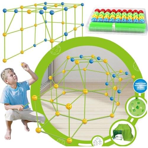 DIY Childrens Tent Toys House Fort Building Construction Kit Castles Tunnels Play Tents Set Outdoor Sports Games Kids Gift