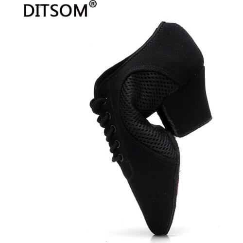5cm Heel Breathable Mesh And Cloth Upper Split Sole Dance Jazz Sneakers Middle Heel Latin Dance Shoe Tango Salsa Dance Shoes