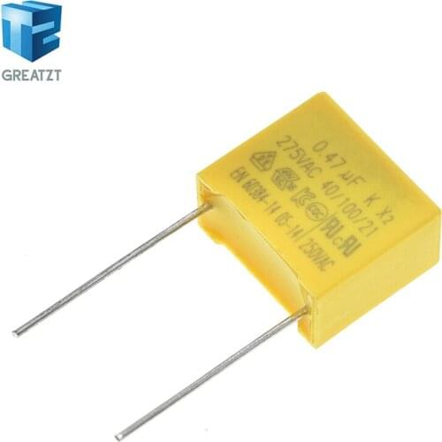 GREATZT 10pcs 470nF capacitor X2 capacitor 275VAC Pitch 15mm X2 Polypropylene film capacitor 0.47uF