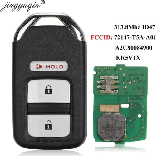Jingyuqin 3 Button Smart Remote Car Key 313.8Mhz ID47 For Honda Fit Jazz HR-V Crosstour 72147-T5A-A01 KR5V1X