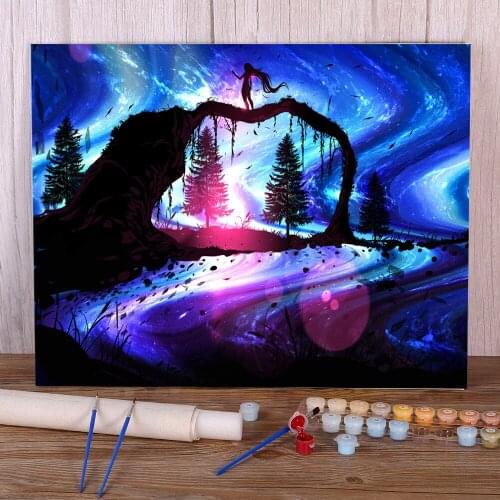 Scenery Dimension DIY Paint By Numbers Set Oil Paints 50*70 Boards By Numbers Wall Decoration For Children Wholesale