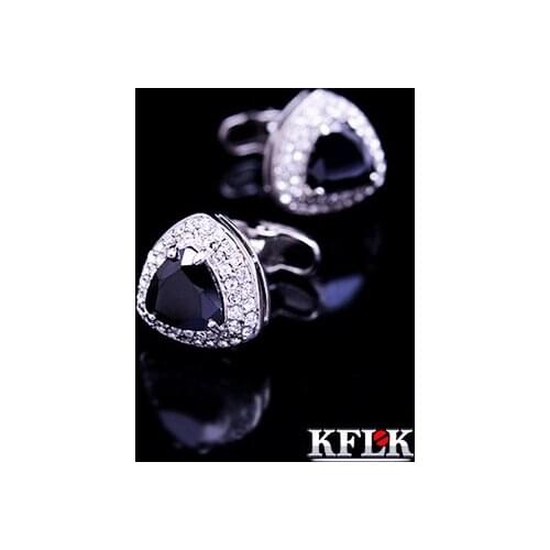 KFLK Luxury 2020 New shirt cufflinks for men cuff buttons Crystal cuff link High Quality Black abotoaduras Jewelry free shipping