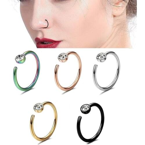 1piece Small Thin Rhinestone Crystals Fake Septum Piercing Nose Rings&Studs Faux Clip lips Hoop Body Jewelry