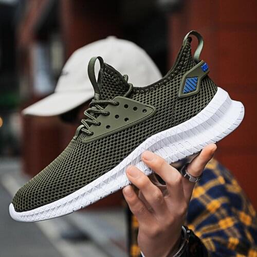 Big Size Mesh Light Weight Men Sports Shoes Running Man Sneakers Sport Man Brand Green Athletic Footwear Sneackers Flat GME-1982