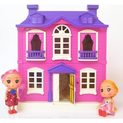 Dollhouses toys happy family theme villa house princess house room toy suit with light music Furniture Kits girl child doll gift