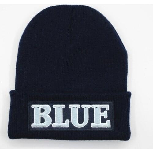LDSLYJR Cotton blue letter embroidery Thicken knitted hat winter warm hat Skullies cap beanie hat for men and women 44