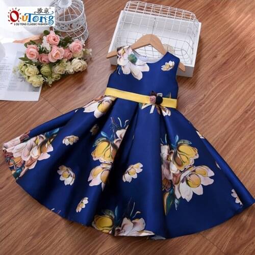 Outong Summer Casual Girls Dresses Kids Clothes Girls For 3 10 Years Flower Print Dress For Girls Pakistani Party Wear Dresses