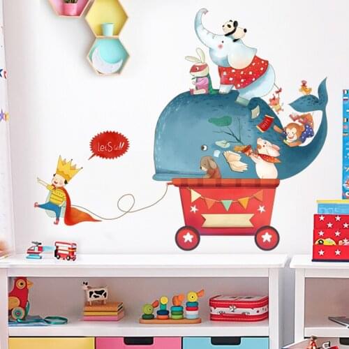 Cartoon Animal Wall Stickers for Boy Girl Kids Room Decoration Aesthetic Childern Bedroom Nusery Home Decor Wallpaper Decals Art