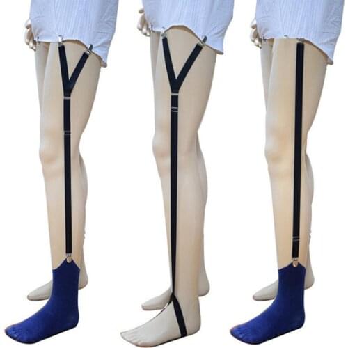 Mens Fashion Shirt Y Shape Stays Garters With Non-slip Locking Clips Adjustable Elastic Shirt Holders Straps Sock Garter