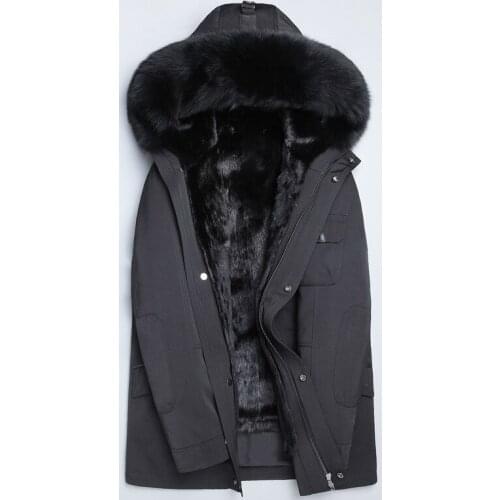Real Fur Coat Natural Mink Fur Liner Parka Winter Jacket Men Real Raccoon Fur Collar Jackets Mink Fur Coat Plus Size 4264 YY727