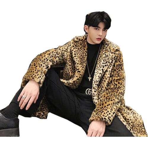 Mens long fur coat fur Japan and South Korea fashion winter fur clothing