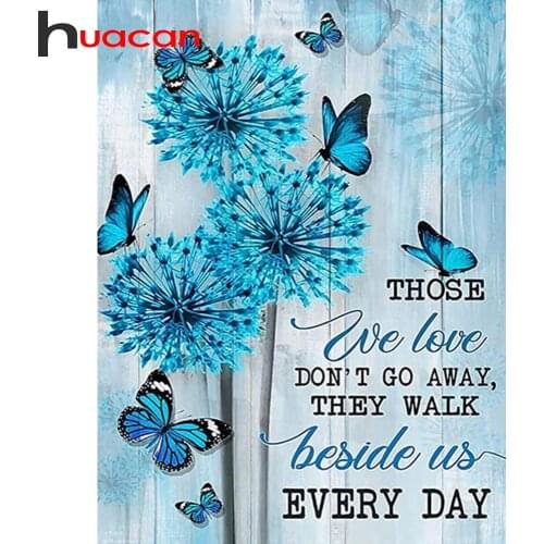 Huacan Full Square Diamond Painting Dandelion Kit 5D DIY Diamond Embroidery Mosaic Cross Stitch Butterfly Home Wall Decor
