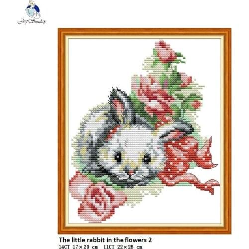 The Little Rabbit in the flowers Cross Stitch kits Aida Canvas 14ct and 11ct Counted Embroidery Handmade Accessories Needlework