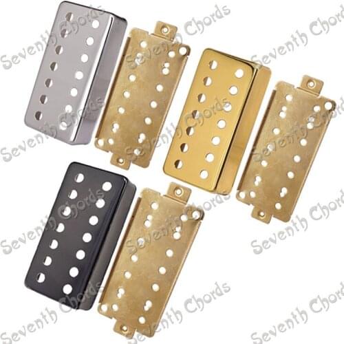 A Set of 2 Pcs Brass 7 String Electric Guitar Pickup Humbucker Cover and Baseplate / Pole Spacing:62 mm
