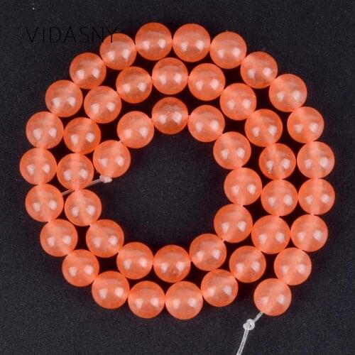 Natural Jades Stone Orange Red Chalcedony Round Loose Beads For Jewelry Making 4mm-12mm Spacer Beads Diy Bracelet Necklace 15