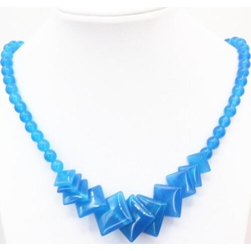 6 style natural stone chalcedony pendant necklace for women jades yellow green blue 6mm round beads choker jewelry 18inch B631