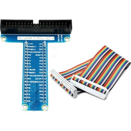 GPIO T Type Expansion Module Board Adapter with 40 Pin GPIO Female to Female Rainbow Cable For Raspberry Pi 4 / 3 Model B