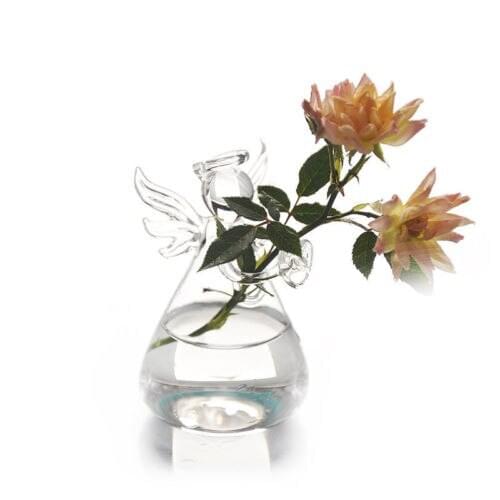 1pcs Transparent Vase Glass Angel Shape Flower Plant Hanging Vase Home Office Wedding Decor Beautify Purify Surroundings Gift