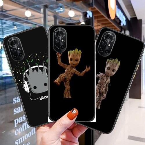 Groot Clear Phone Case For Huawei Honor 20 10 9 8A 7 5T X Pro Lite 5G Black Etui Coque Hoesjes Comic Fash design