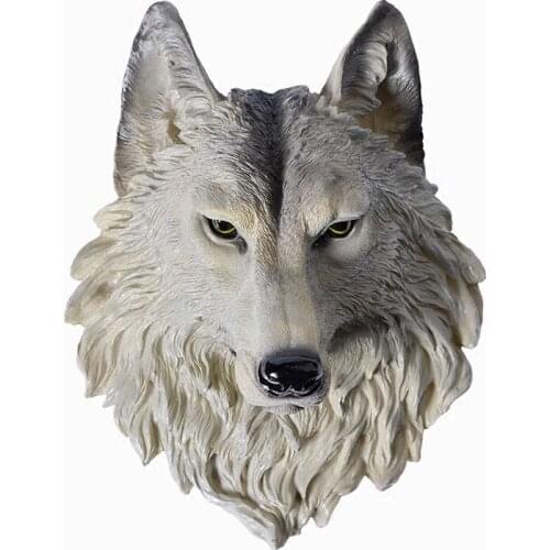 Nordic home simulation animal wolf head wall decoration creative personality bar porch pendant Eco-friendly resin adornment