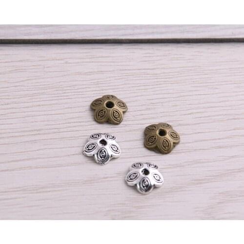 SWEET BELL 150pcs 3*10*10mm Two Color Receptacle Hollow MINI Flower DIY Spaced Jewelry Accessories Charms For Jewelry Making