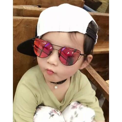 DRESSUUP New Cat Eye Vintage Boys Girls Kids Sunglasses Brand Designer Twin-Beams Children Sun Glasses Oculos De Sol Gafas