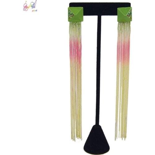 Yulaili Latest Fashion Unique Personality Long Statement Geometric Tassel Dangle Drop Earrings for Women Jewelry Accessories