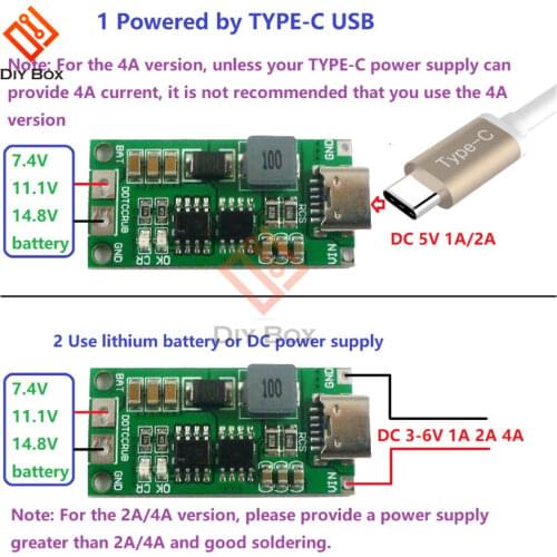 Multi-Cell 2S 3S 4S Type-C To 8.4V 12.6V 16.8V Step-Up Boost LiPo Polymer Li-Ion Charger 7.4V 11.1V 14.8V 18650 Lithium Battery