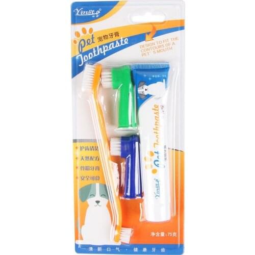 Pet Cats Dogs Toothbrush Toothpaste Set Clean Dog Cat Teeth Whitening Treatment of Oral Diseases Calcium Supplement Deodorant E1